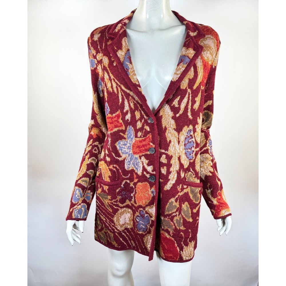 Peruvian Connection Baby Alpaca Wool Cardigan Women M EUC Long Sleeve Floral - Picture 9 of 12